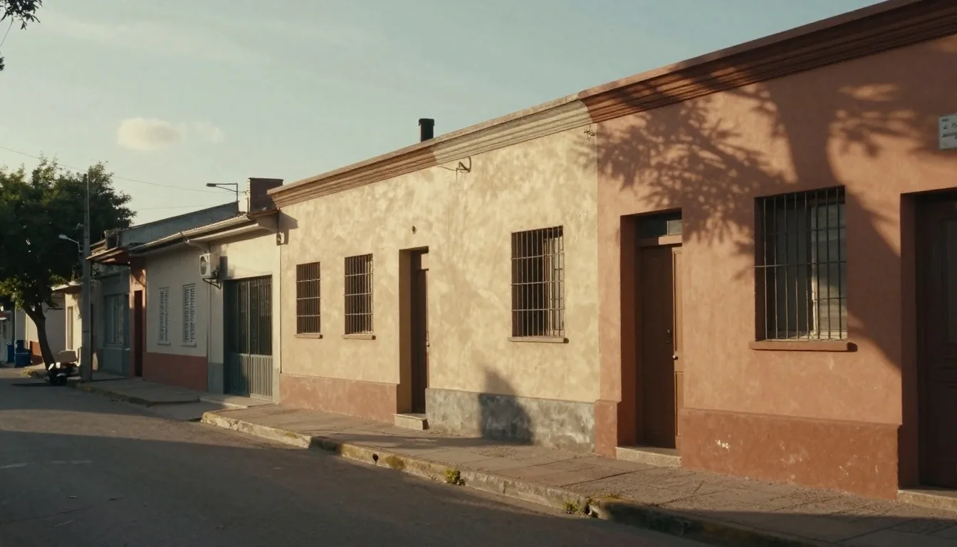 Pared soleada con mesa y carpetas de trámites previsionales